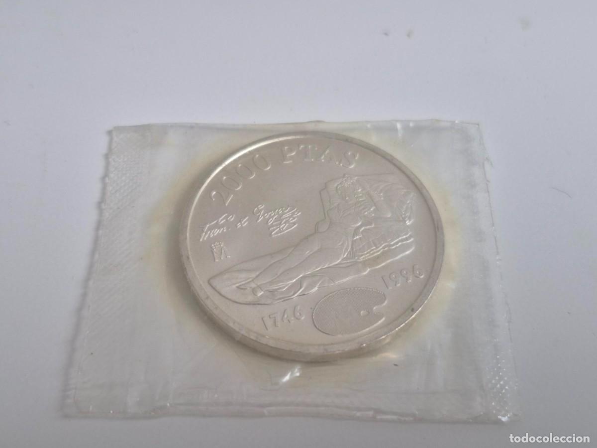 Euros: MONEDA 2000 PESETAS PLATA a&ntilde;o 1996 Goya Juan Carlos I Plata 19 gr 925 mm LA MAJA VESTIDA