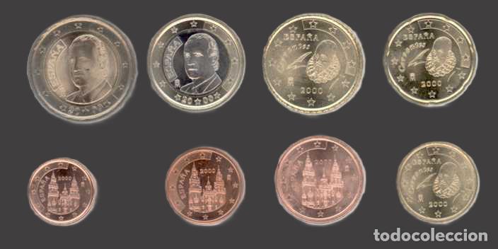 Euros: Spain all 8 coins 2000 Uncirculated UNC - Foto 1