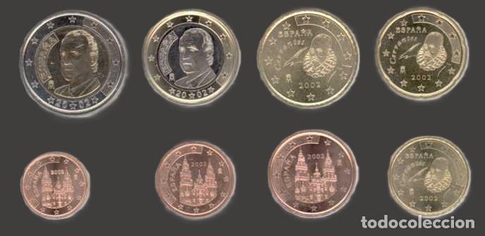Euros: Spain all 8 coins 2002 Uncirculated UNC - Foto 1