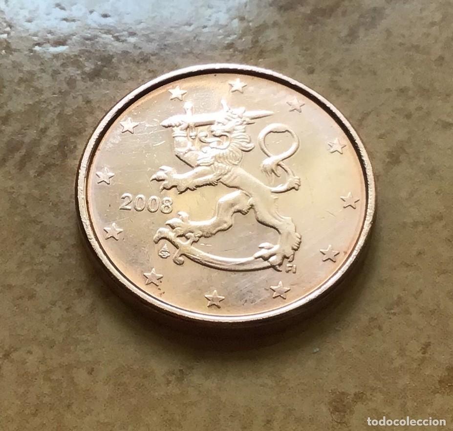 Euros: 1 c&eacute;ntimo de euro de Finlandia. A&ntilde;o 2008