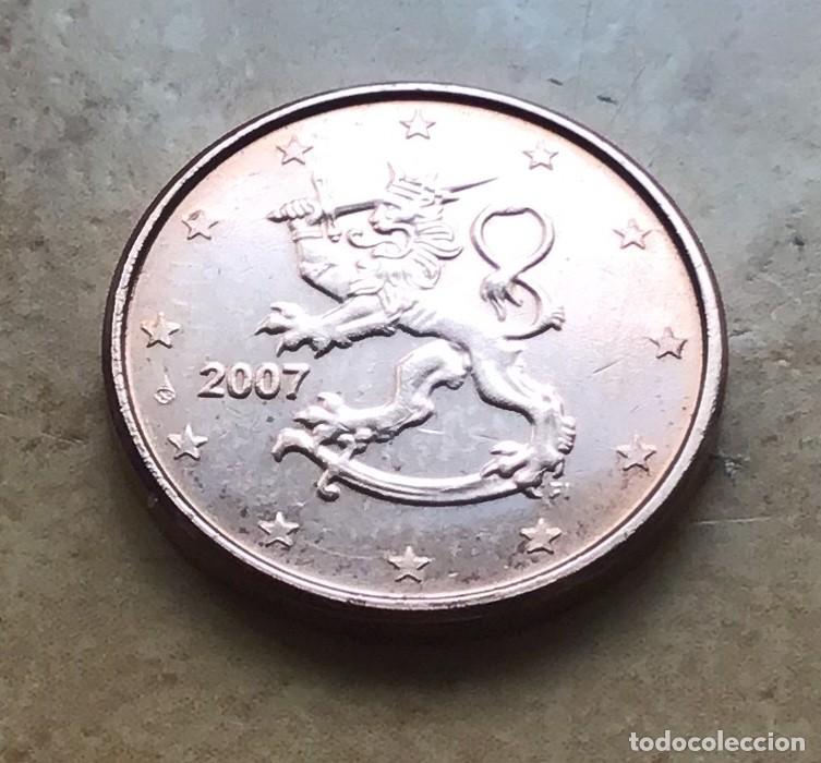 Euros: 1 c&eacute;ntimo de euro de Finlandia. A&ntilde;o 2007