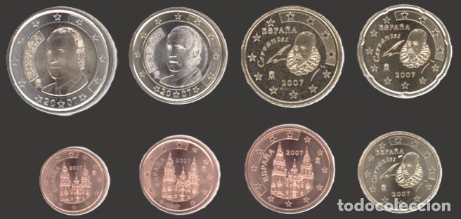 Euros: Spain all 8 coins 2007 Uncirculated UNC - Foto 1