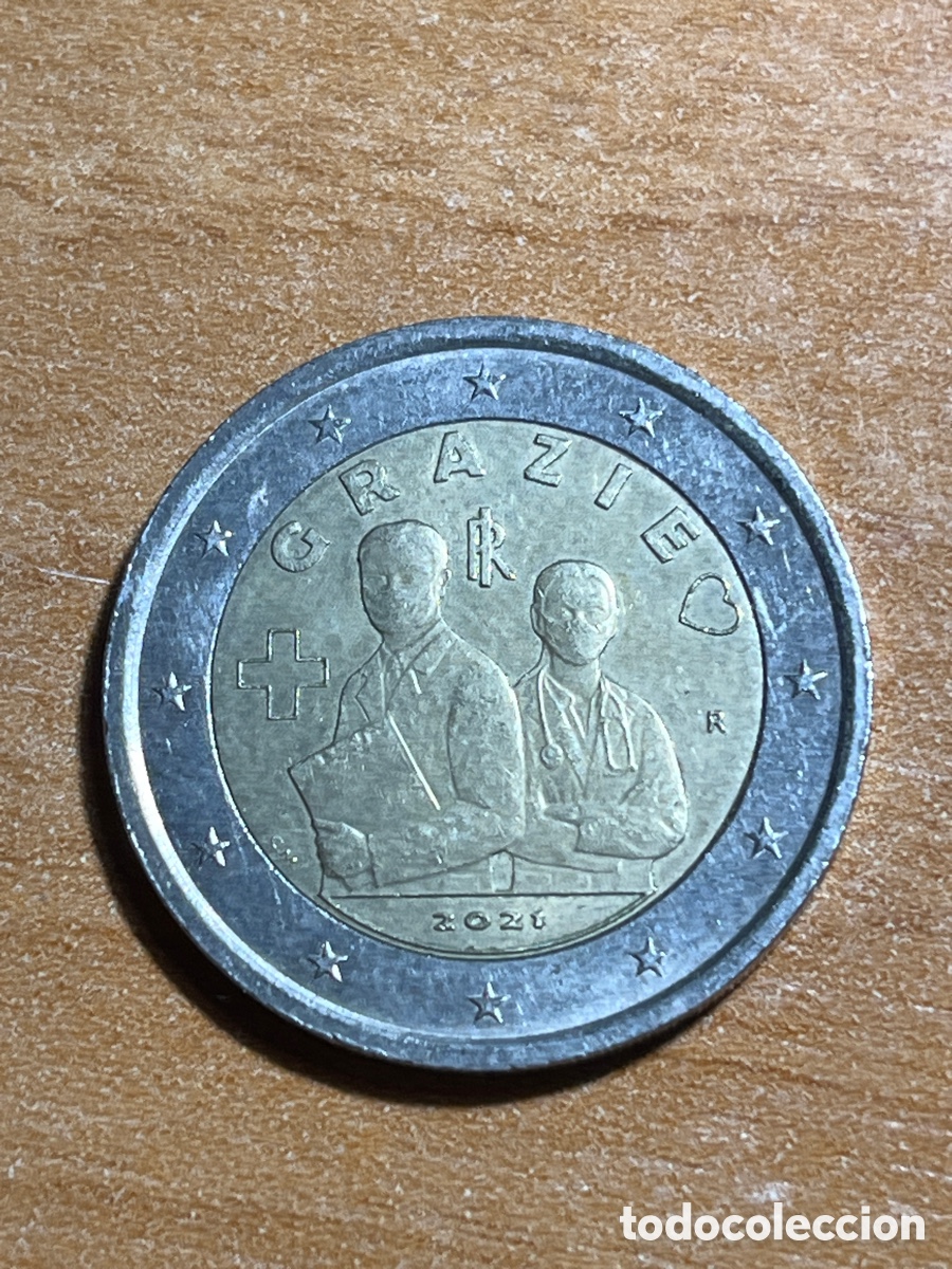 Euros: 2 euros Covid Grazie 2021 Italia | Moneda Conmemorativa