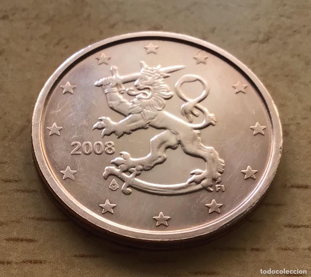 Euros: 2 c&eacute;ntimos de euro de Finlandia. A&ntilde;o 2008