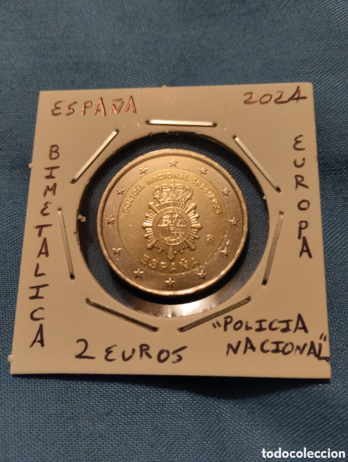 Euros: Moneda 2 euros Espa&ntilde;a a&ntilde;o 2024 polic&iacute;a Nacional ebc encartonada