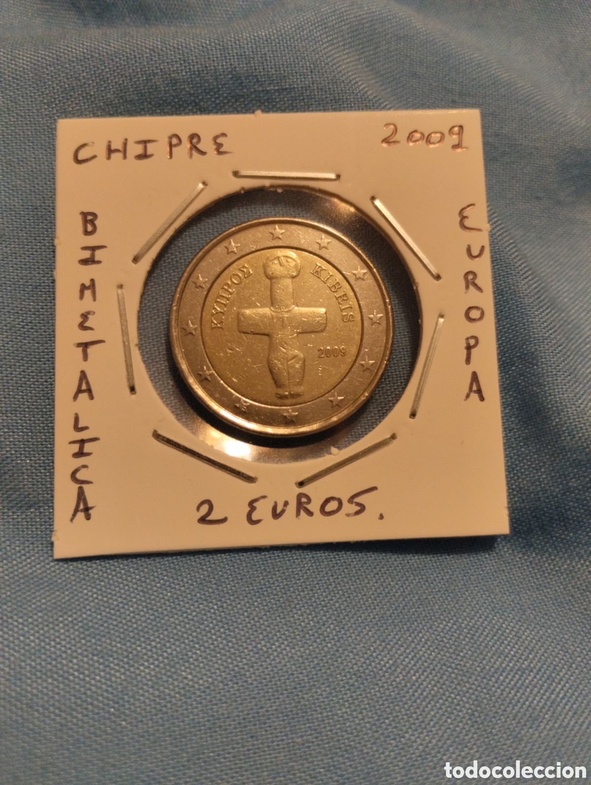 Euros: Moneda 2 euros Chipre a&ntilde;o 2009 mbc encartonada