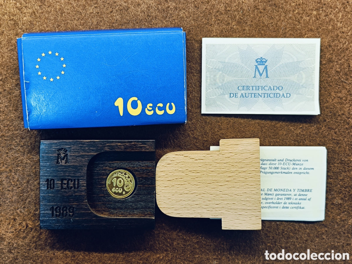 Euros: ESPA&Ntilde;A 1989 - 10 ECUS DE ORO - PLUS ULTRA EN ESTUCHE ORIGINAL Y CERTIFICADA. 3,45 GRAMOS LEY 900