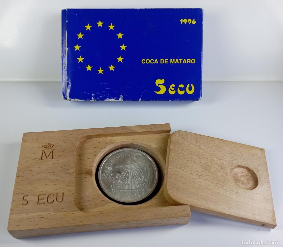 Euros: Moneda de Espa&ntilde;a 5 ecu de 1996 Coca de Matar&oacute;, de plata 33,62 gramos (1 onza)