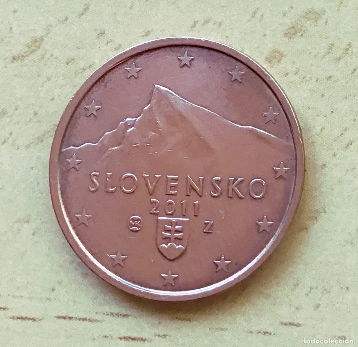 Euros: 2 c&eacute;ntimos de euro de Eslovaquia. A&ntilde;o 2011