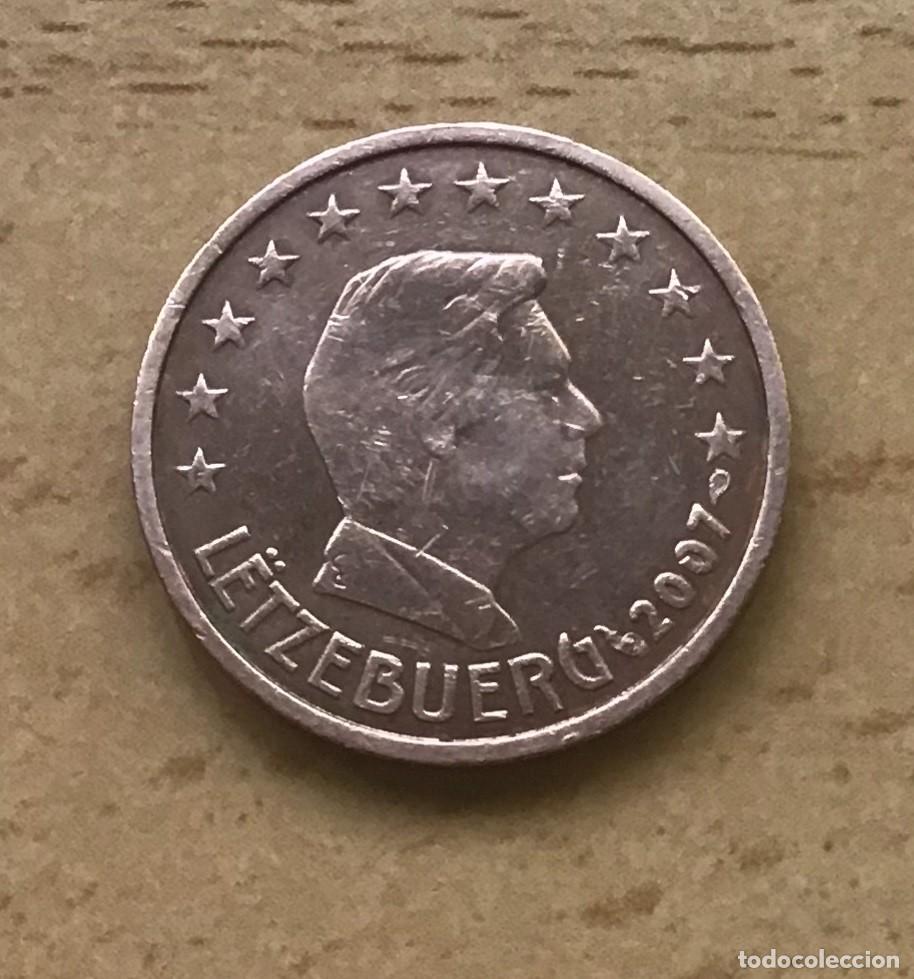 Euros: 2 c&eacute;ntimos de euro de Luxemburgo. A&ntilde;o 2007