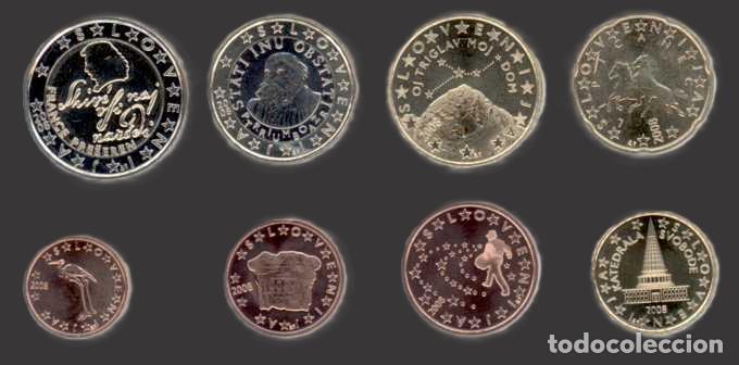 Euros: Slovenia all 8 coins 2008 Uncirculated UNC