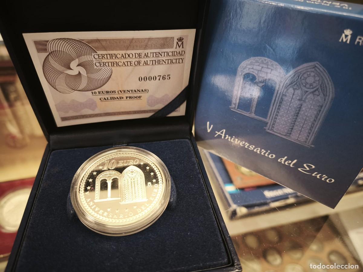 Euros: Espa&ntilde;a estuche 10 Euros Aniversario del euro 2007 Km 1126 Plata Proof