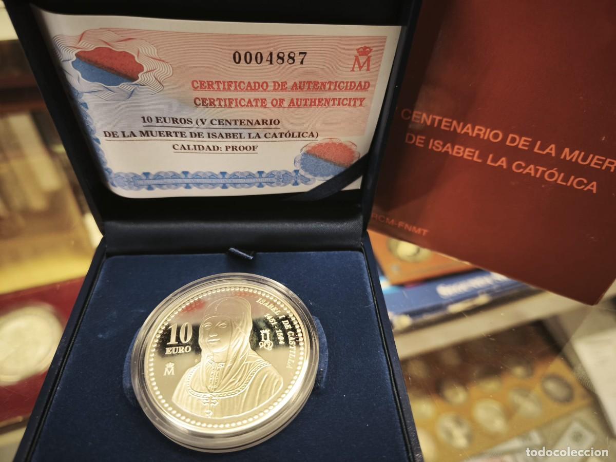Euros: Espa&ntilde;a estuche 10 Euros Isabel I de Castilla 2004 Km 1060 Plata Proof