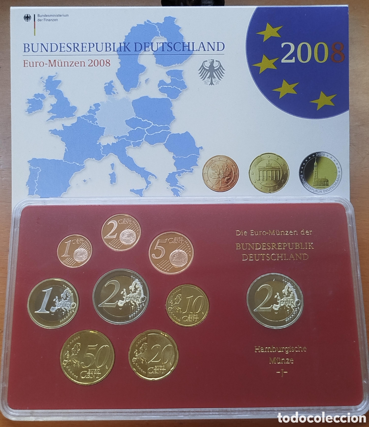 Euros: Cartera Euro Alemania 2008 J Proof | Set Oficial Hamburgo