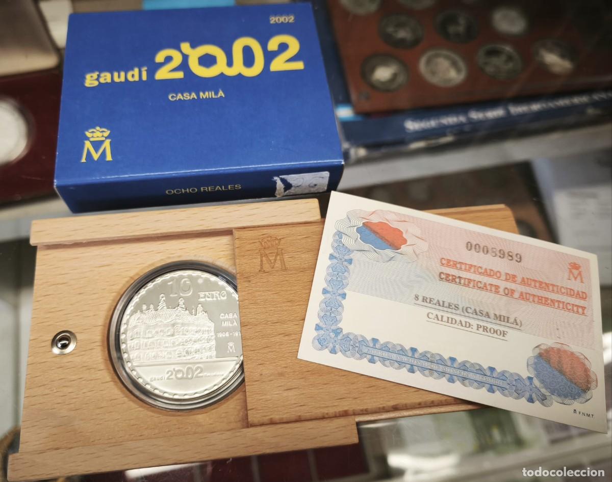 Euros: Espa&ntilde;a estuche Gaud&iacute; 10 Euros Casa Mil&agrave; 2002 Km 1082 Plata Proof