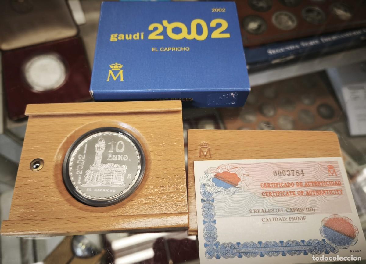 Euros: Espa&ntilde;a estuche Gaud&iacute; 10 Euros El Capricho 2002 Km 1083 Plata Proof