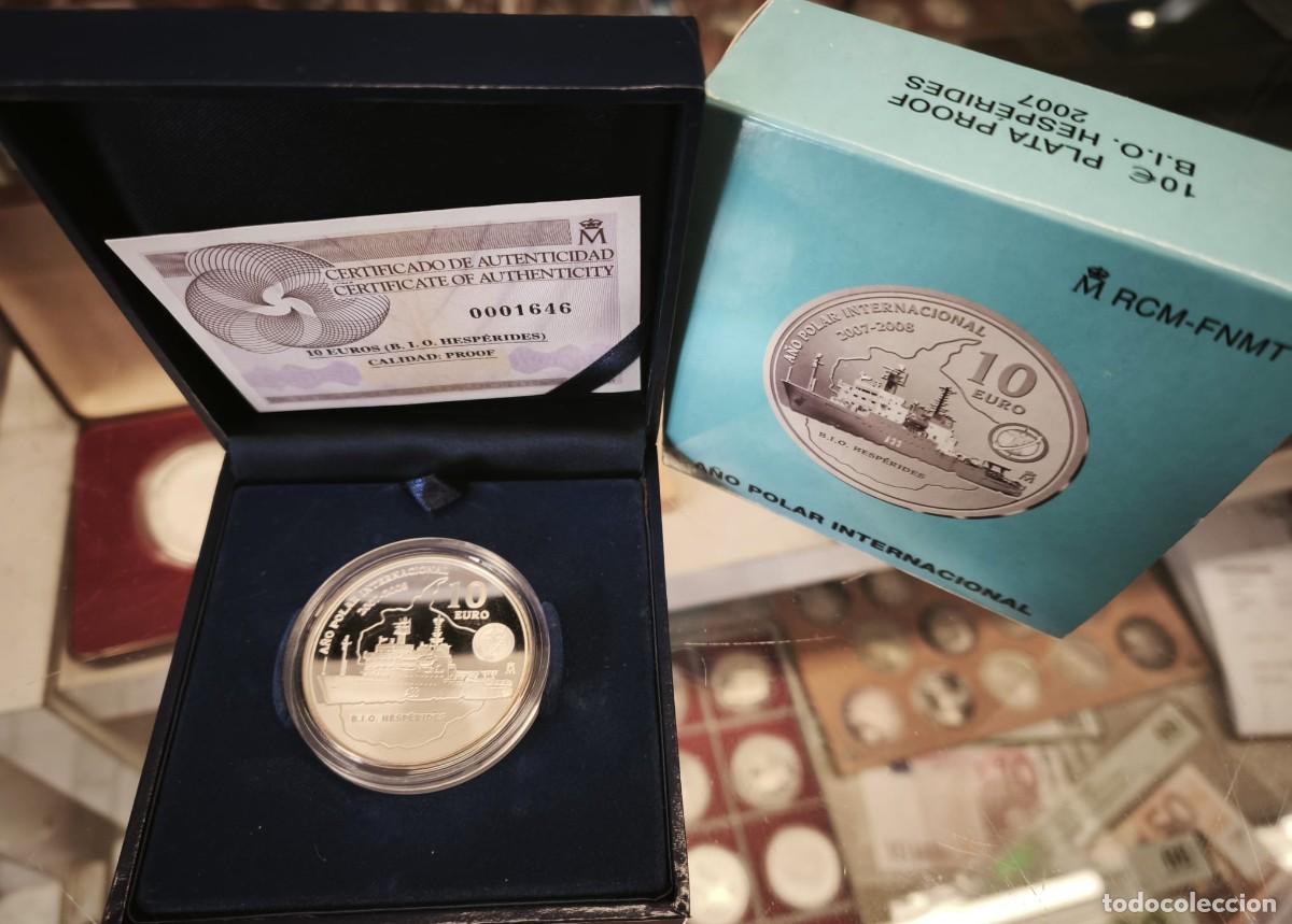Euros: Espa&ntilde;a estuche 10 Euros A&ntilde;o Polar Internacional 2007 Km 1140 Plata Proof