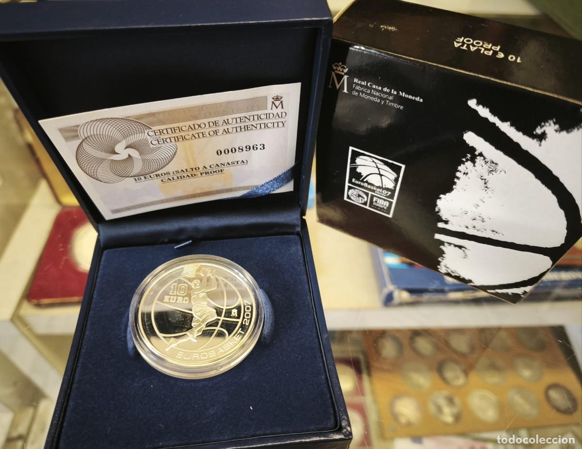 Euros: Espa&ntilde;a estuche 10 Euros Campeonato de Eurobasket 2007 Km 11134 Plata Proof