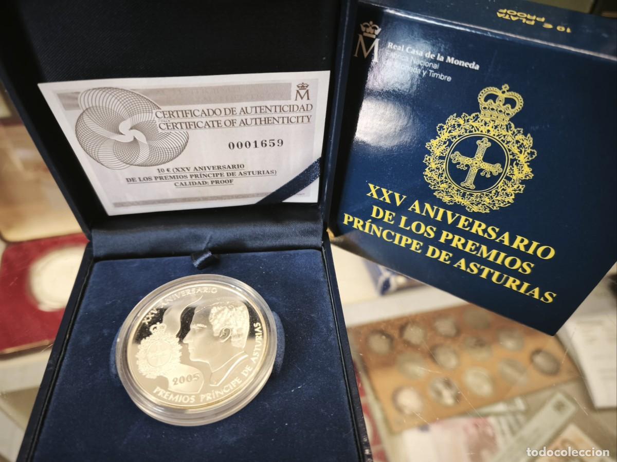 Euros: Espa&ntilde;a estuche 10 Euros Aniversario Premios Pr&iacute;ncipe de Asturias 2005 Km 1110 Plata Proof