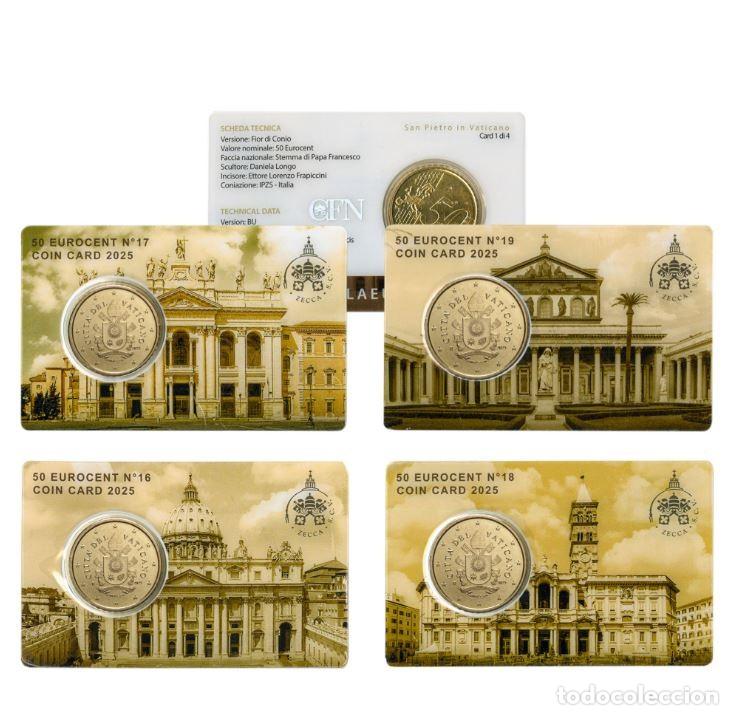 Euros: VATICANO 4 x 0,50 EURO 2025 - SERIE JUBILEO MMXXV - COINCARDS N&ordm; 16, 17, 18 y 19