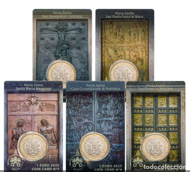 Euros: VATICANO 5 x 1,00 EURO 2025 - SERIE JUBILEO MMXXV - COINCARDS N&ordm; 5, 6, 7, 8 y 9