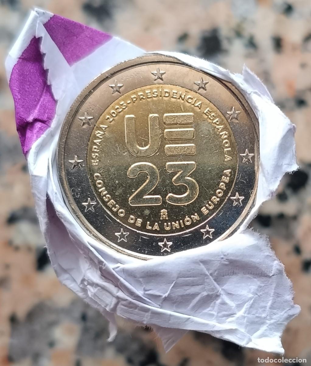Euros: Moneda de Espa&ntilde;a 2&euro; conmemorativa Presidencia Uni&oacute;n Europea, a&ntilde;o 2023 sin circular de cartucho