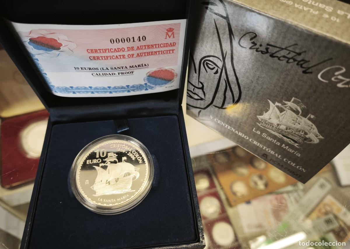 Euros: Espa&ntilde;a estuche 10 Euros Col&oacute;n - La Santa Mar&iacute;a 2006 Km 1114 Plata Proof