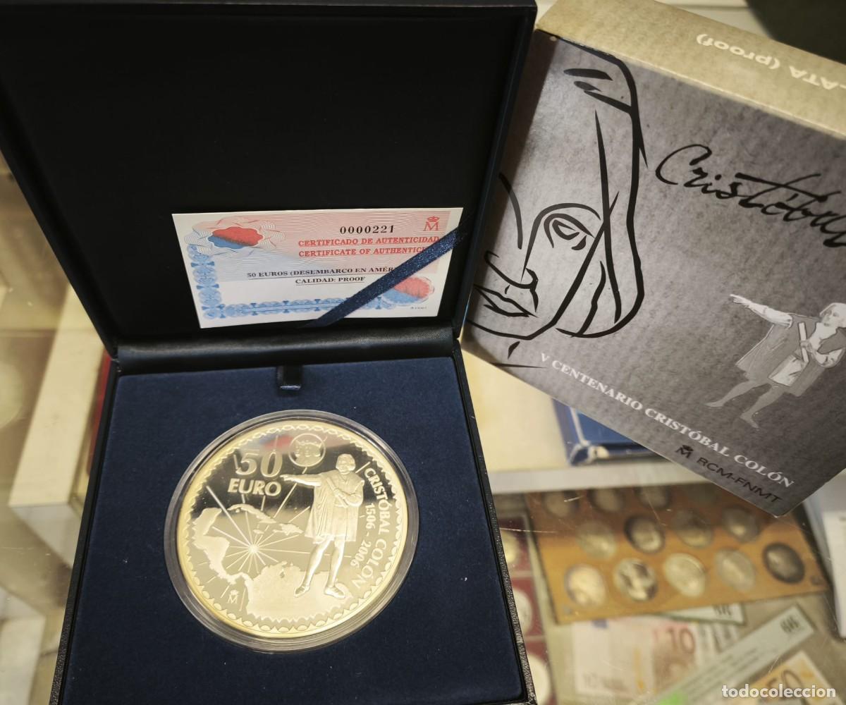 Euros: Espa&ntilde;a estuche Cincuent&iacute;n 50 Euros Col&oacute;n - Descubrimiento de Am&eacute;rica 2006 Km 1117 Plata Proof