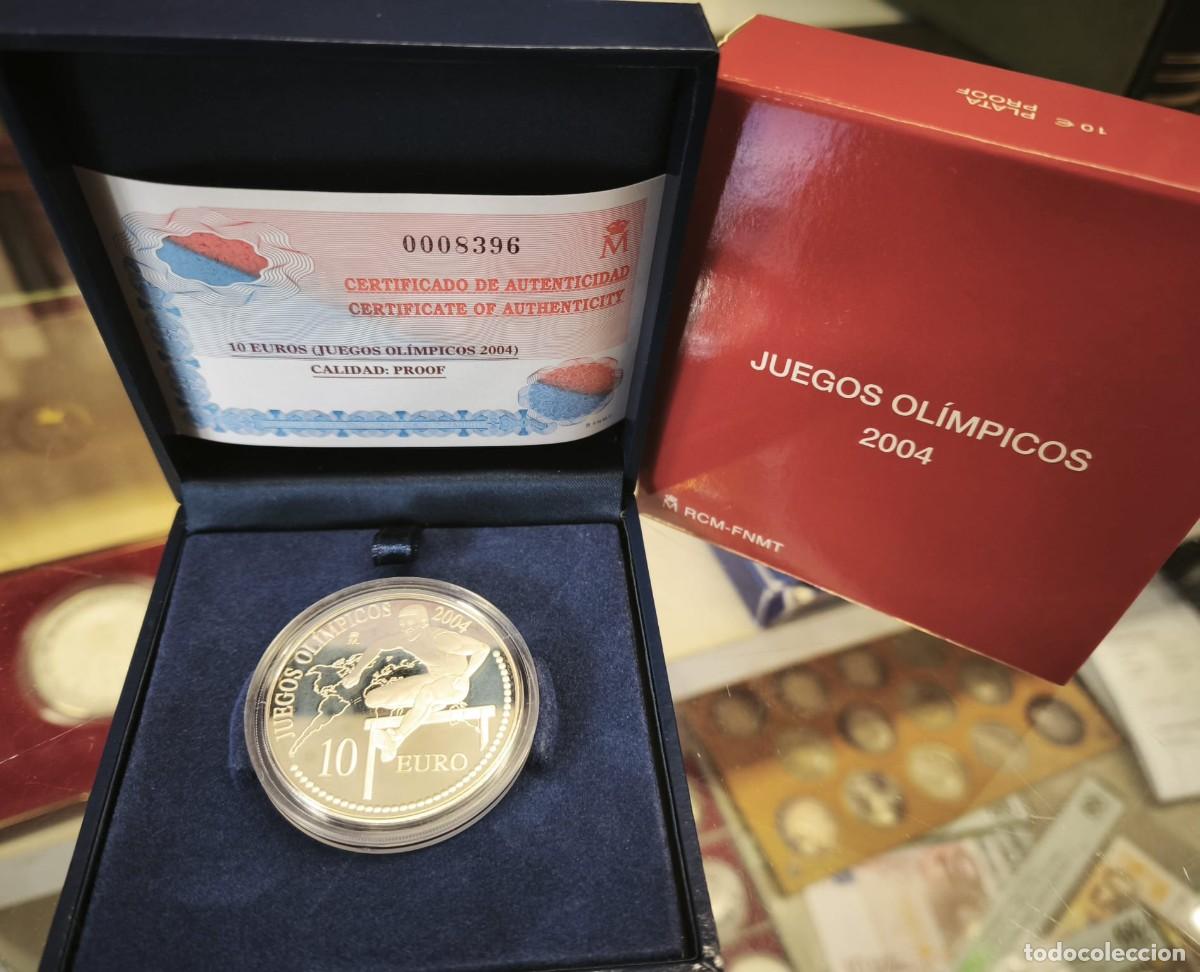 Euros: Espa&ntilde;a estuche 10 Euros Juegos Ol&iacute;mpicos de Atenas 2004 Km 1101 Plata Proof