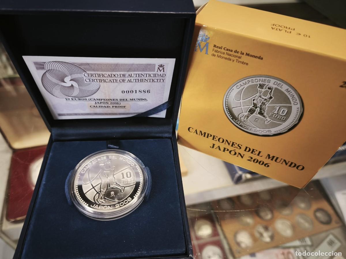 Euros: Espa&ntilde;a estuche 10 Euros Campeones del mundo de baloncesto 2006 Km 1120 Plata Proof