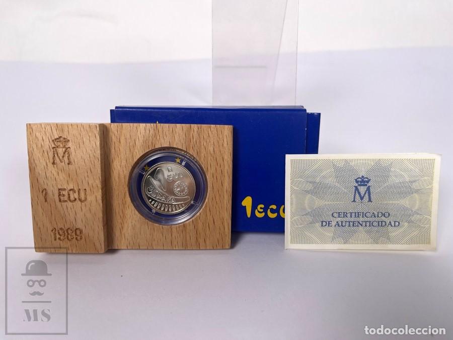 Euros: Moneda de Plata 1 ECU del A&ntilde;o 1989 de Europa - Estuche y Certificado