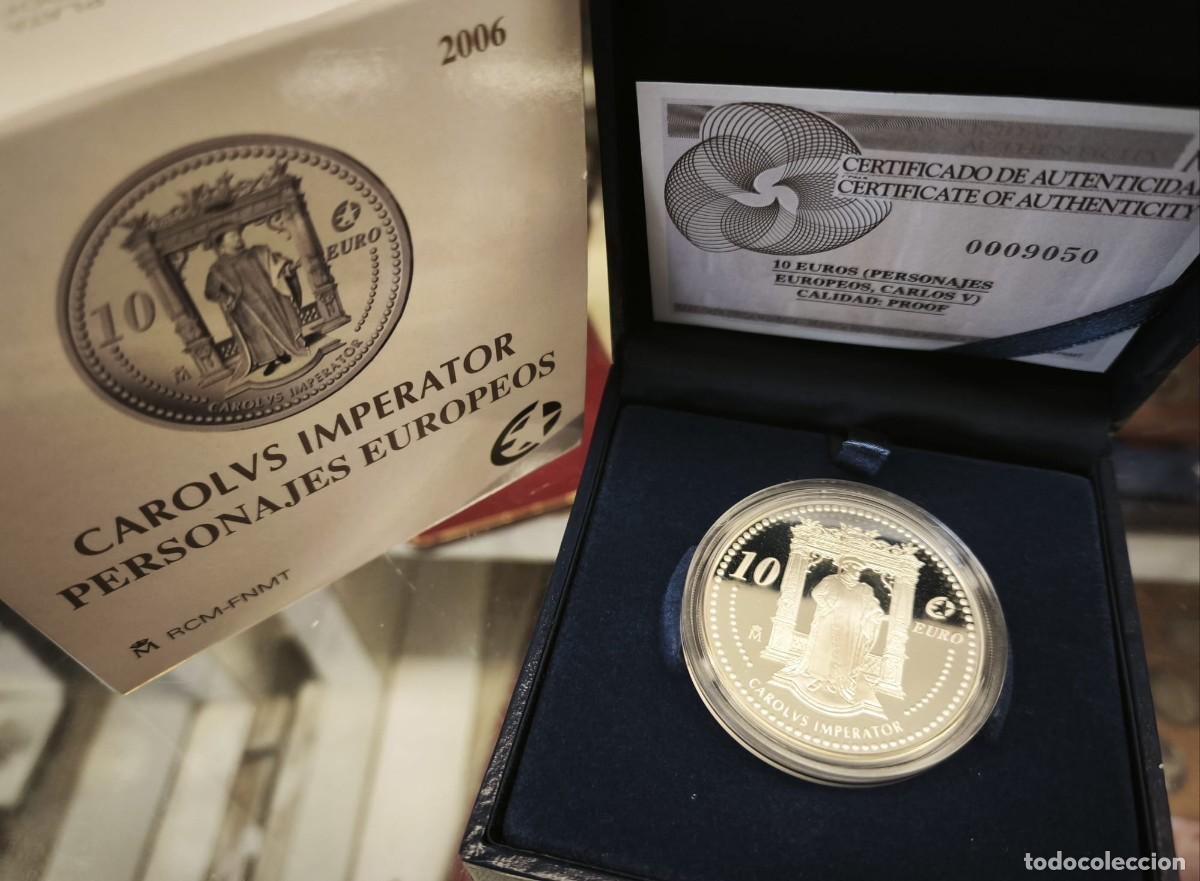 Euros: Espa&ntilde;a estuche 10 Euros Carlos V 2006 Km 1122 Plata Proof