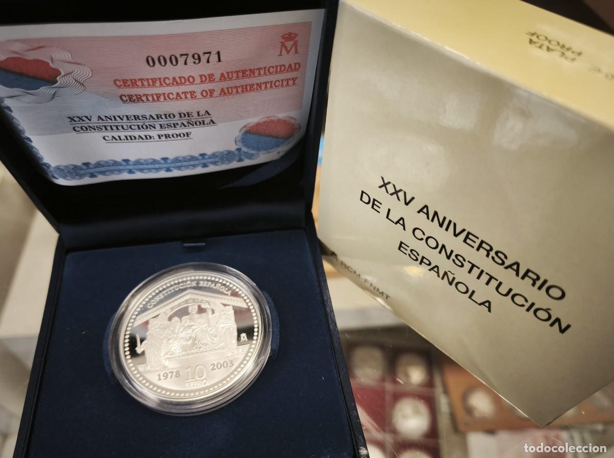 Euros: Espa&ntilde;a estuche 10 Euros Constituci&oacute;n espa&ntilde;ola 2003 Km 1090 Plata Proof