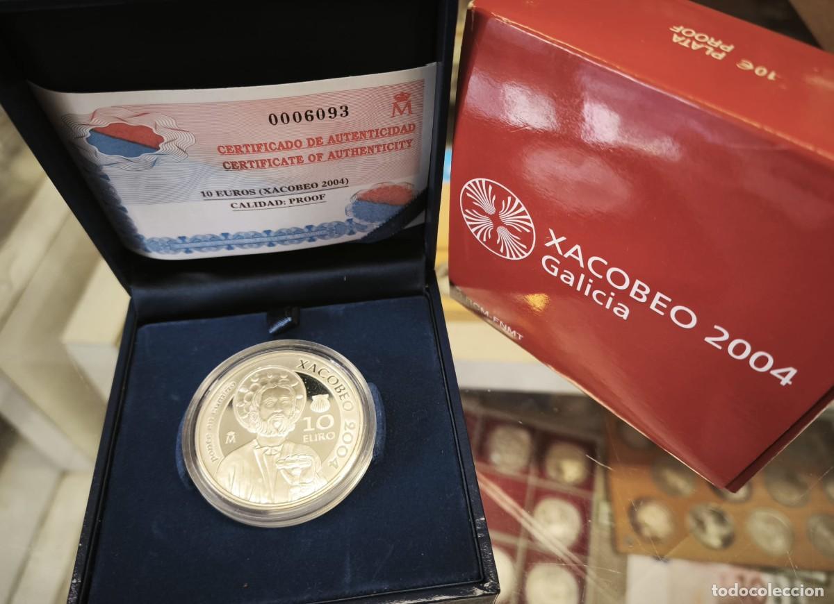 Euros: Espa&ntilde;a estuche 10 Euros Xacobeo 2004 Km 1059 Plata Proof