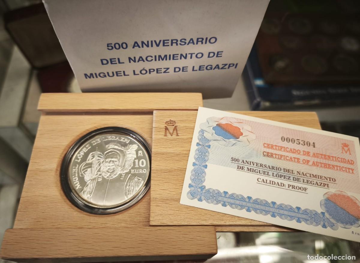 Euros: Espa&ntilde;a estuche 10 Euros Miguel Lopez de Legazpi 2003 Km 1053 Plata Proof