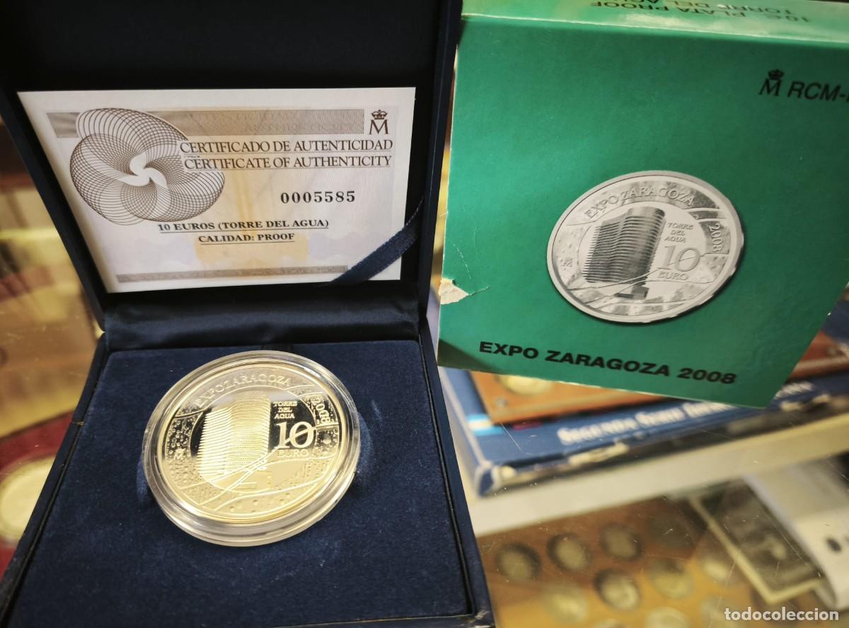 Euros: Espa&ntilde;a estuche 10 Euros Expo Zaragoza - Water Tower 2007 Km 1141 Plata Proof