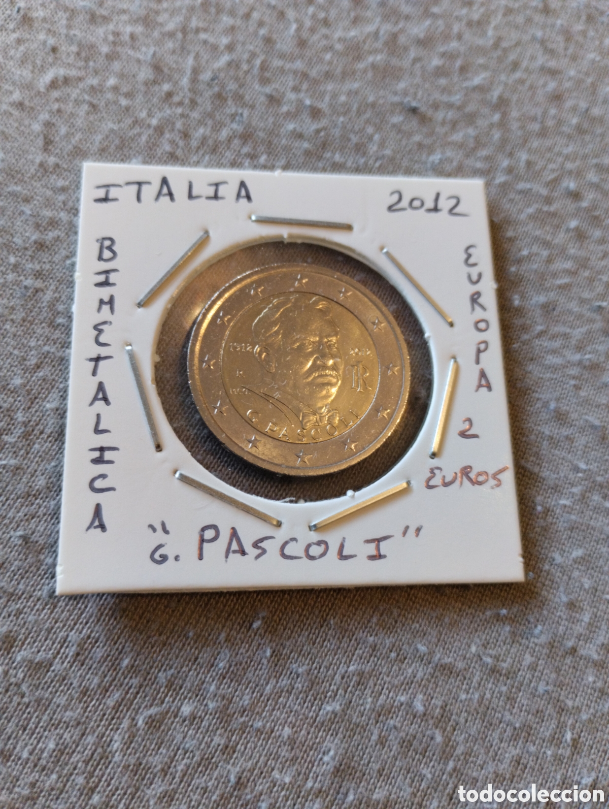 Euros: Moneda 2 euros Italia a&ntilde;o 2012 G.Pascoli mbc encartonada