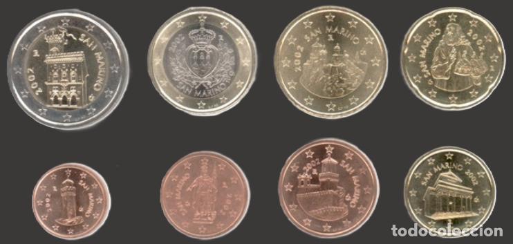 Euros: San Marino all 8 coins 2002 Uncirculated UNC