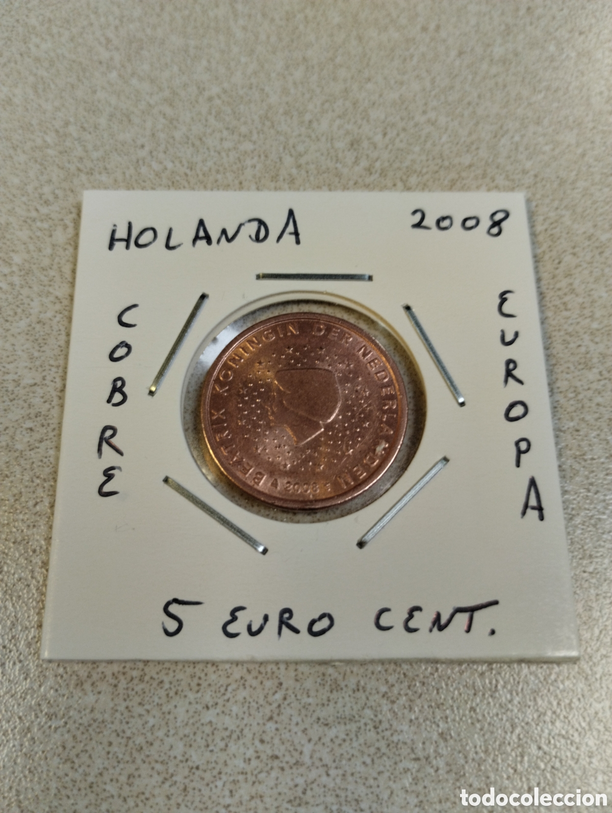 Euros: Moneda 5 euro cent Holanda 2008 ebc encartonada - Foto 1