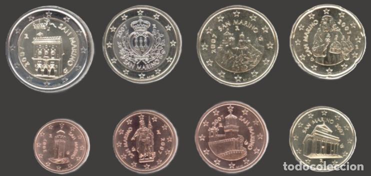 Euros: San Marino all 8 coins 2007 Uncirculated UNC