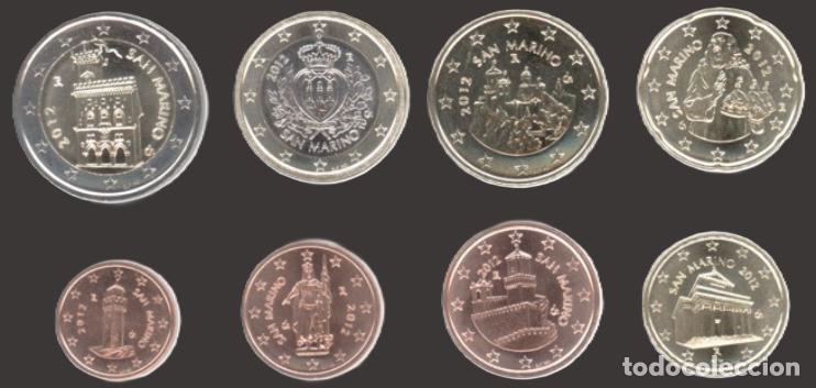 Euros: San Marino all 8 coins 2012 Uncirculated UNC