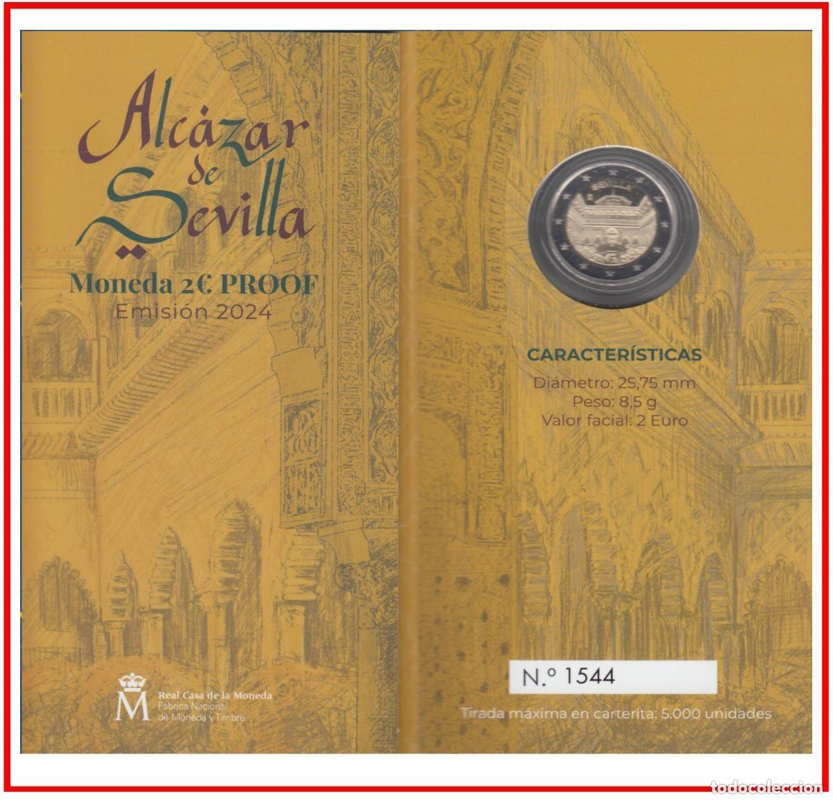 Euros: Espa&ntilde;a Spain 2024 Cartera 2&euro; euros Proof Alc&aacute;zar Sevilla