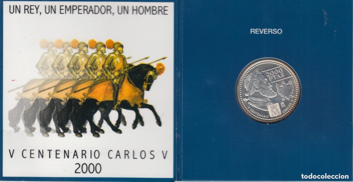 Euros: CARTERA OFICIAL 2.000 PESETAS A&Ntilde;O 2000 V Centenario de Carlos V