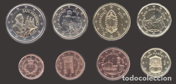 Euros: San Marino all 8 coins 2018 Uncirculated UNC