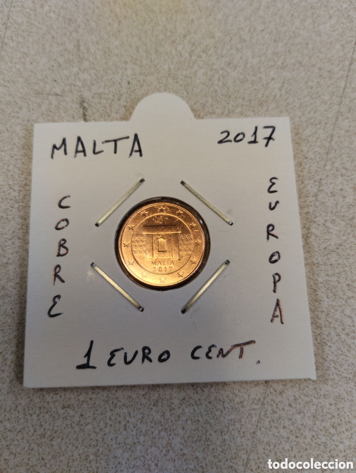 Euros: Moneda 1 euro cent Malta a&ntilde;o 2017 mbc encartonada