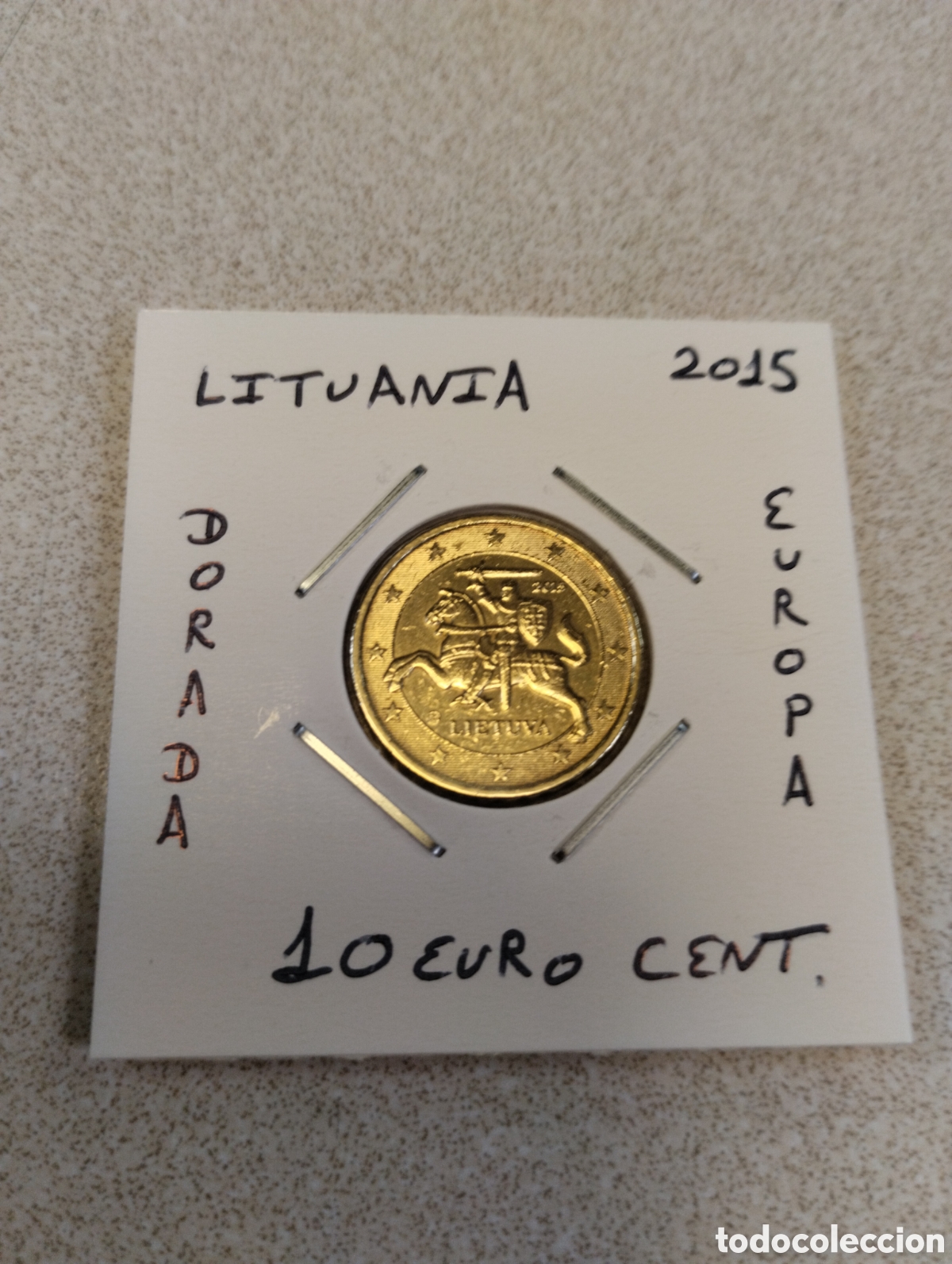 Euros: Moneda 10 euro cent Lituania a&ntilde;o 2015 mbc encartonada