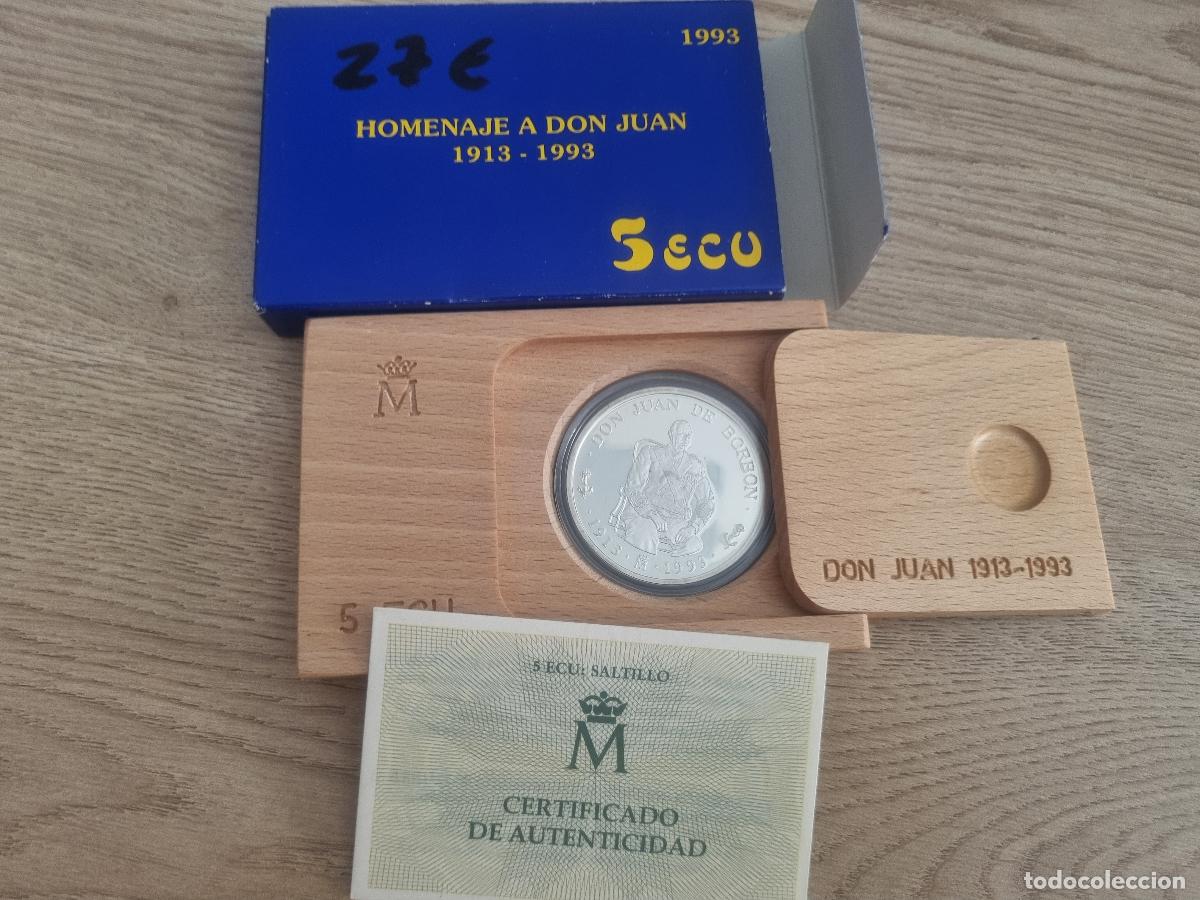 Euros: MONEDA 5 ECU 1993 PLATA 1 ONZA DE PLATA PURA PESA 33,62 GR ESTUCHE Y GARANTIA ORIGINAL T