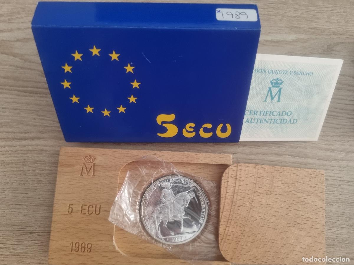 Euros: MONEDA 5 ECU 1989 PLATA 1 ONZA DE PLATA PURA PESA 33,62 GR ESTUCHE Y GARANTIA ORIGINAL T
