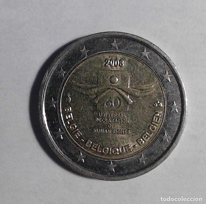Euros: Moneda B&eacute;lgica 2008 2&euro; conmemorativa 60 Aniversario Declaraci&oacute;n Universal Derechos Humanos