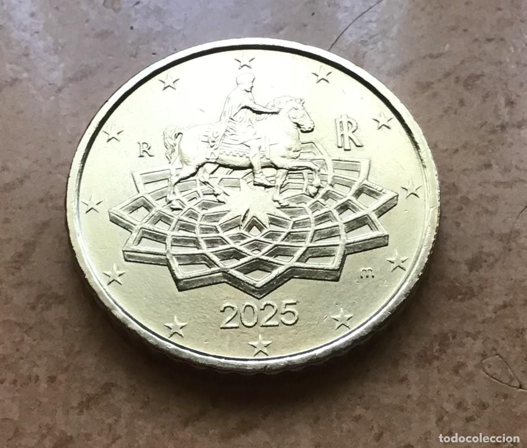 Euros: 50 c&eacute;ntimos de euro de Italia. A&ntilde;o 2025